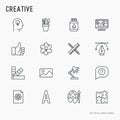 Creative thin line icons set