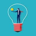 Creative thinker in creative light bulb. business concept vector