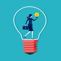 Creative thinker in creative light bulb. business concept vector