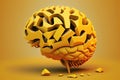 creative thinking abstract brain hemisphere on yellow background