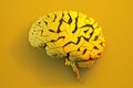 creative thinking abstract brain hemisphere on yellow background