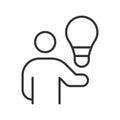 Creative thinking concept, icon in line design. creative thinking, idea, imagination, inspiration, person, solution, concept on Royalty Free Stock Photo