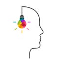 Creative thinking concept with lightbulb and head