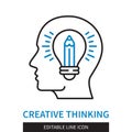 Creative Thinking editable line icon Royalty Free Stock Photo