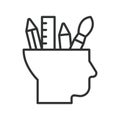 Creative thinking head concept, icon in line design. creative thinking head, creativity, idea, imagination, mind, inspiration Royalty Free Stock Photo
