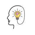 Creative thinking human head idea bulb Royalty Free Stock Photo