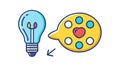 Creative Thinking Idea Icon with Light Bulb & Palette, vector design Generative AI Royalty Free Stock Photo