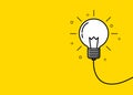 Creative thinking ideas brain innovation concept. Light bulb on yellow background Royalty Free Stock Photo