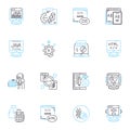 Creative thinking linear icons set. Invention, Imagination, Innovation, Visionary, Brainstorm, Inspiration