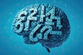 Creative thinking, problem solving. Brain on a blue background. Generative ai Royalty Free Stock Photo