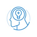 Creative thoughts and idea vector line icon. Intellectual constructive development and innovative imagination.