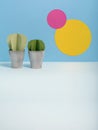 Paper arrangement of cactuses and sun. Royalty Free Stock Photo