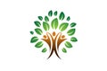 Creative Three People Tree Logo