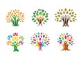 Creative Three People Tree Logo Vector Design Illustration