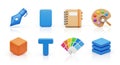 Creative toolkit icons set digital art design tools and graphic design software icons Royalty Free Stock Photo