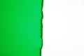Creative torn edge transition between solid green and plain surface Royalty Free Stock Photo