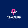 Creative traveling plane logo design