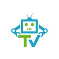 creative TV robot logo design vector creative illustration concept