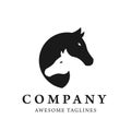 Creative twins horses head logo concept