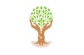 Creative Two Hands Tree Balance Logo Royalty Free Stock Photo