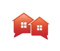 Creative Two Houses Chat Logo Bubble Talk Vector Symbol Royalty Free Stock Photo