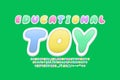 Creative typeface English language. Colorful emblem Educational toy