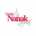 Creative Typography of Happy Guru Nanak Jayanti. Beautiful Banner Design for Guru Nanak Birthday.