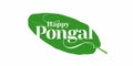 Creative Typography - Happy Pongal, an South Indian Festival. Banana Leaf.