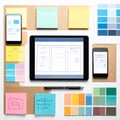 Creative UIUX Design Workspace with Wireframes Royalty Free Stock Photo
