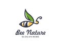 Creative Unique Bee Buzz Leaf Natural Logo Design