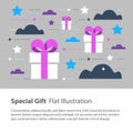 Creative unusual present, special gift, surprising box concept, birthday card