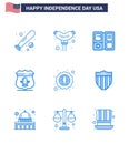 9 Creative USA Icons Modern Independence Signs and 4th July Symbols of bird; security; book; american; sheild