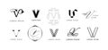 Creative V emblem. Letter v monogram vintage and modern branding template. Business name initial vector icon set Royalty Free Stock Photo