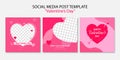 Creative valentine's day for social media post template collection set in sweet romance and heart symbol concept design