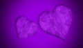 Romantic purple love hearts with smoke on background for copy space