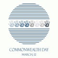 Creative vector abstract round logo with blue stripes for Commonwealth Day.