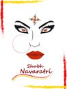 Creative vector art of shubh navaratri. Indian hindu goddess facial art, cinnabar color eyes, rich black fogra 29 color eyebrows a