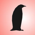 Abstract vector penguin silhouette on Living Coral color.