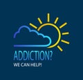 Creative vector element for addiction treatment services. Sun Emerging From Behind the Clouds. Concept Coding for Alcoholism. Hope Royalty Free Stock Photo