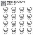 Creative vector icon set - boy, man Emoticons. Set of smiley icons: different emotions. Vector icons of smiley Royalty Free Stock Photo