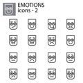 Creative vector icon set - Emoticons. Set of smiley icons: different emotions. Vector icons of smiley Royalty Free Stock Photo