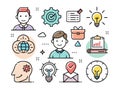 Creative vector icons representing various business concepts and team work Royalty Free Stock Photo
