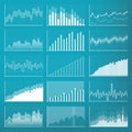 Creative vector illustration of business data financial charts. Finance diagram art design. Growing, falling market Royalty Free Stock Photo