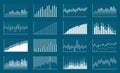 Creative vector illustration of business data financial charts. Finance diagram art design. Growing, falling market Royalty Free Stock Photo