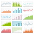 Creative vector illustration of business data financial charts. Finance diagram art design. Growing, falling market Royalty Free Stock Photo