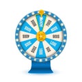 Creative vector illustration of 3d fortune spinning wheel. Lucky roulette win jackpot in casino art design. Abstract concept graph Royalty Free Stock Photo