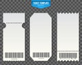 Creative vector illustration of empty ticket template mockup set isolated on transparent background. Art design blank theater, air Royalty Free Stock Photo