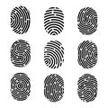 Creative vector illustration of fingerprint. Art design finger print. Security crime sign. Abstract concept graphic element. Thumb Royalty Free Stock Photo