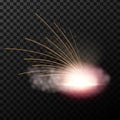 Creative vector illustration flash of electric welding metal fire with sparks isolated on transparent background. Art Royalty Free Stock Photo