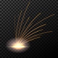 Creative vector illustration flash of electric welding metal fire with sparks isolated on transparent background. Art Royalty Free Stock Photo